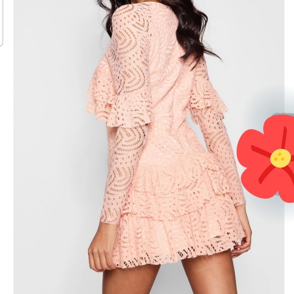 NWT Boutique Lace Ruffle Skater Dress - Picture 2 of 4